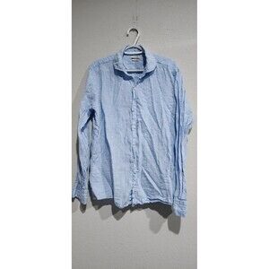 Gutteridge 100% Long Sleeves Linen Shirt - Blue - Mens Size 16 1/2 , 42